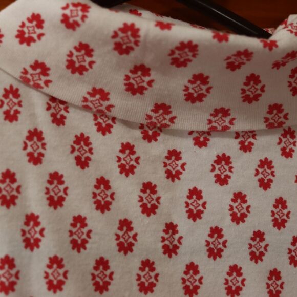 Opportunities Vintage 90s Red White Floral Turtleneck Long Sleeve Top Medium - Picture 3 of 11